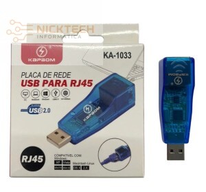 ADAPTADOR DE REDE USB PARA RJ45 KA-1033