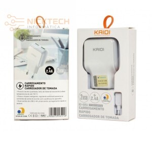 CARREGADOR RAPIDO KAIDI KD-605A LIGHTNING IPHONE  2USB 2.4A