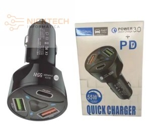 CARREGADOR VEICULAR FM-401 - USB/TIPOC 55W POWER 3.0