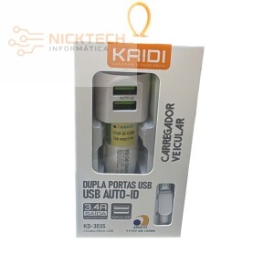 CARREGADOR VEICULAR 2 USB KAIDI KD-303S (R#)