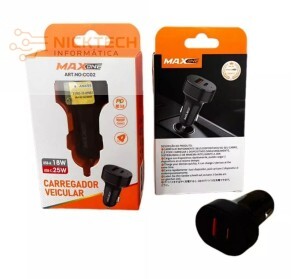 CARREGADOR VEICULAR 18W USB C -25W MAXONE CC02 (R#)