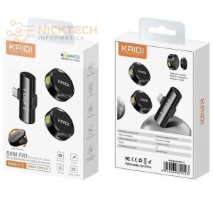 MICROFONE DUPLO DUAL LAPELA TIPO C KMF4-C KAIDI (R#)
