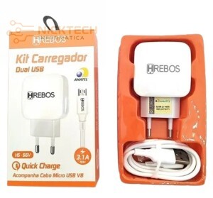 CARREGADOR TURBO 2USB V8 HS-66V (R#)