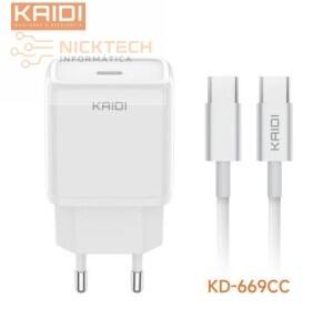 CARREGADOR TURBO 20W TIPO C PARA TIPO C KD-669CC (R#)