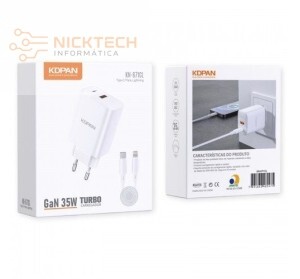 CARREGADOR TURBO 35W CABO TIPO C PARA IPHONE KN-671CL (R#)