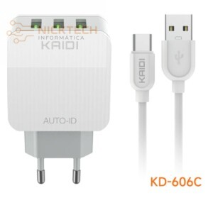CARREGADOR TIPO C 3USB 3.1A KD-606C (R#)