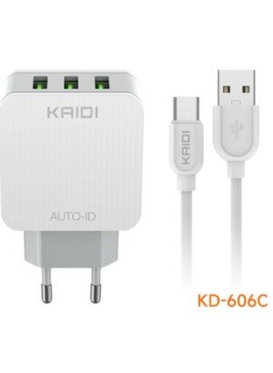 CARREGADOR TIPO C 3USB 3.1A KD-606C (R#)