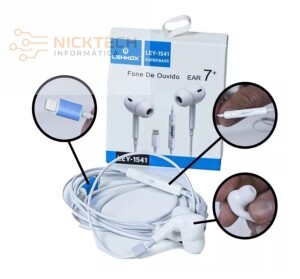 FONE DE OUVIDO COM FIO ENTRADA LIGHTNING LEHMOX LEY-1541