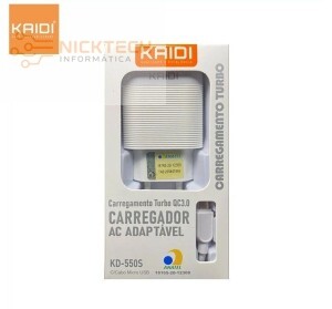 CARREGADOR TURBO QC3.0 V8 KD-550S KAIDI